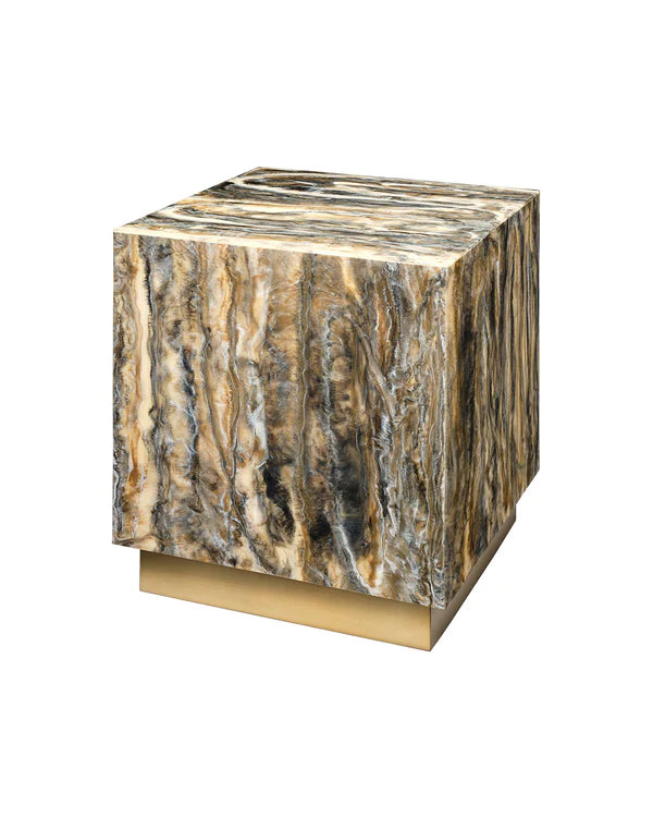 "Cube Side Table,   Dripped Resin"