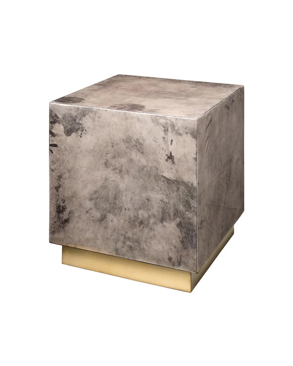 "Cube Side Table,   Warm Grey Vellum"