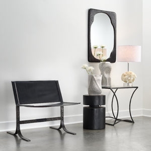 Dylan Wood Round Side Table, Charcoal