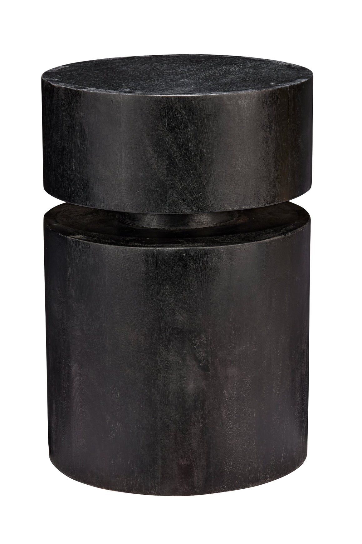 Dylan Wood Round Side Table, Charcoal