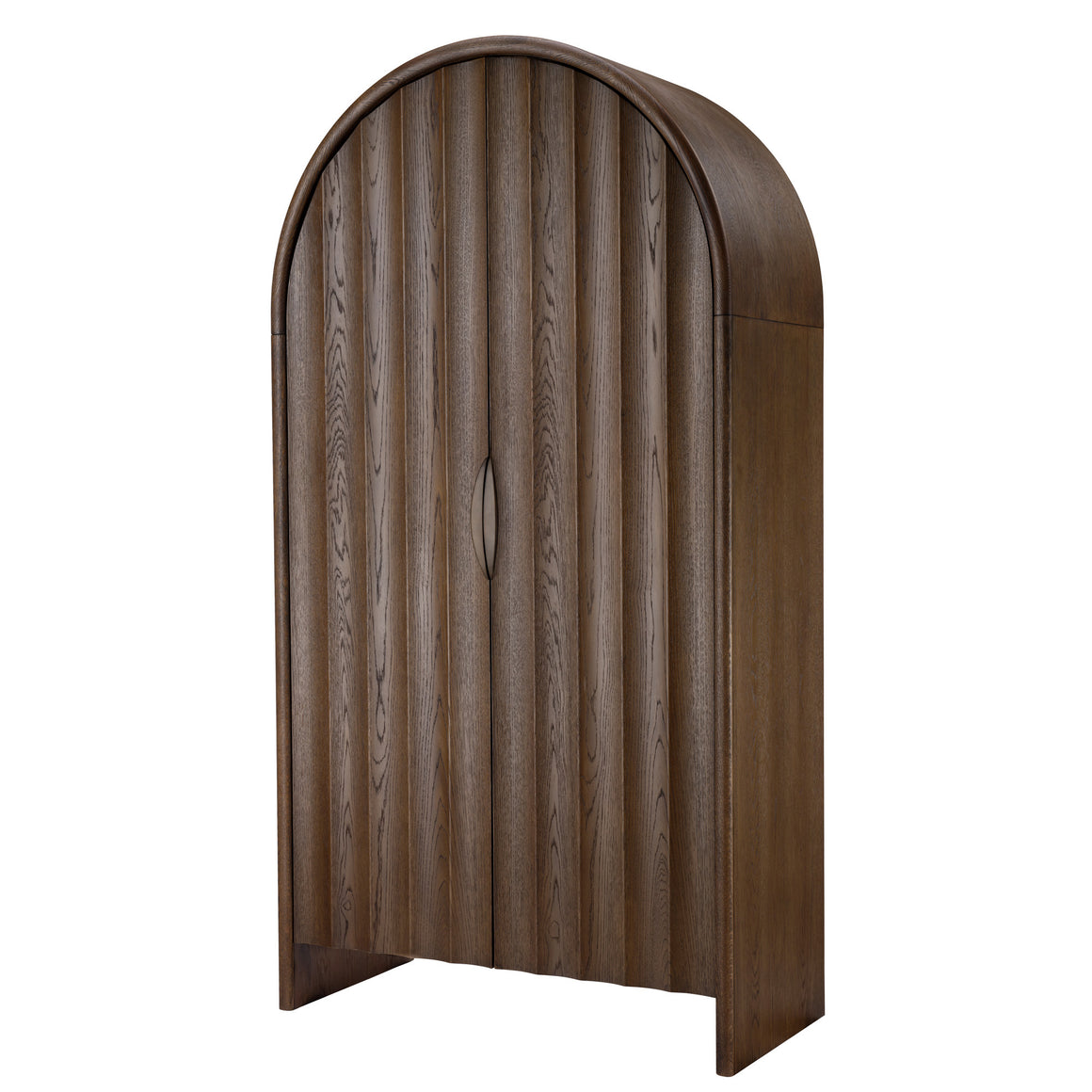 Finley Fluted Arched Cabinet, Brown Sugar Oak