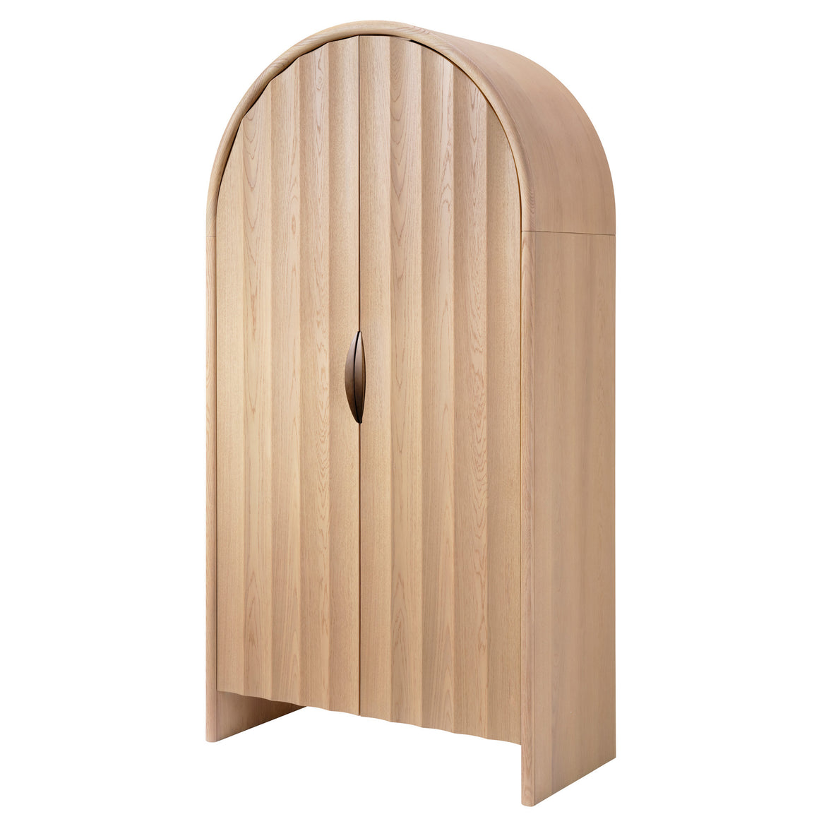 Finley Fluted Arched Cabinet, Pale Oak