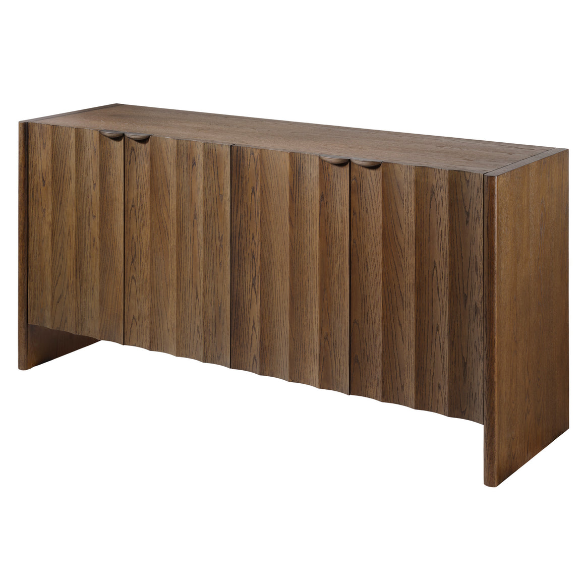 Finley Fluted Four Door Credenza, Brown Sugar Oak