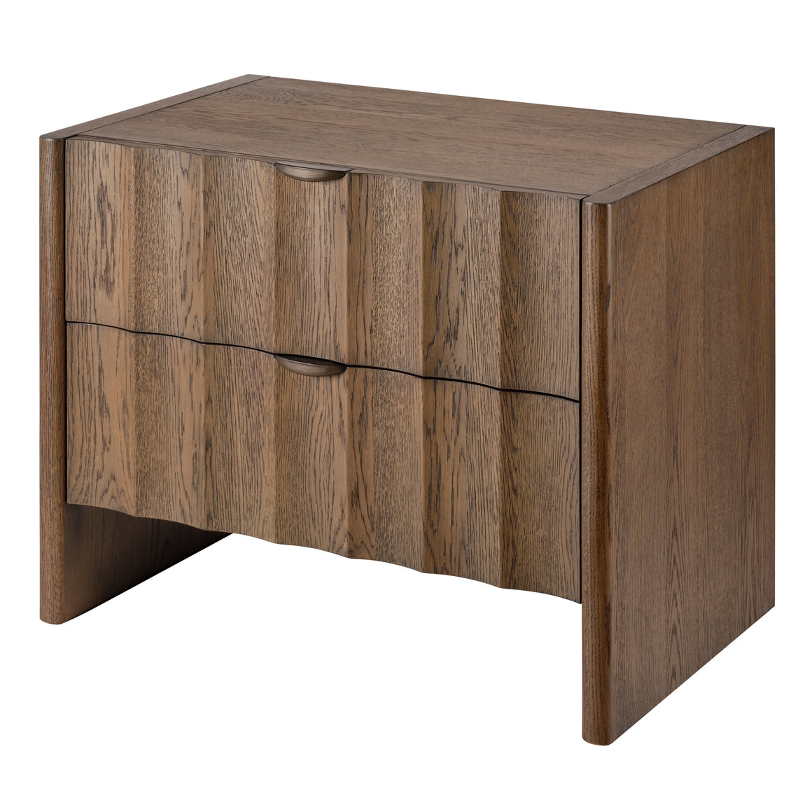 Finley Large Fluted Nightstand, Brown Sugar Oak