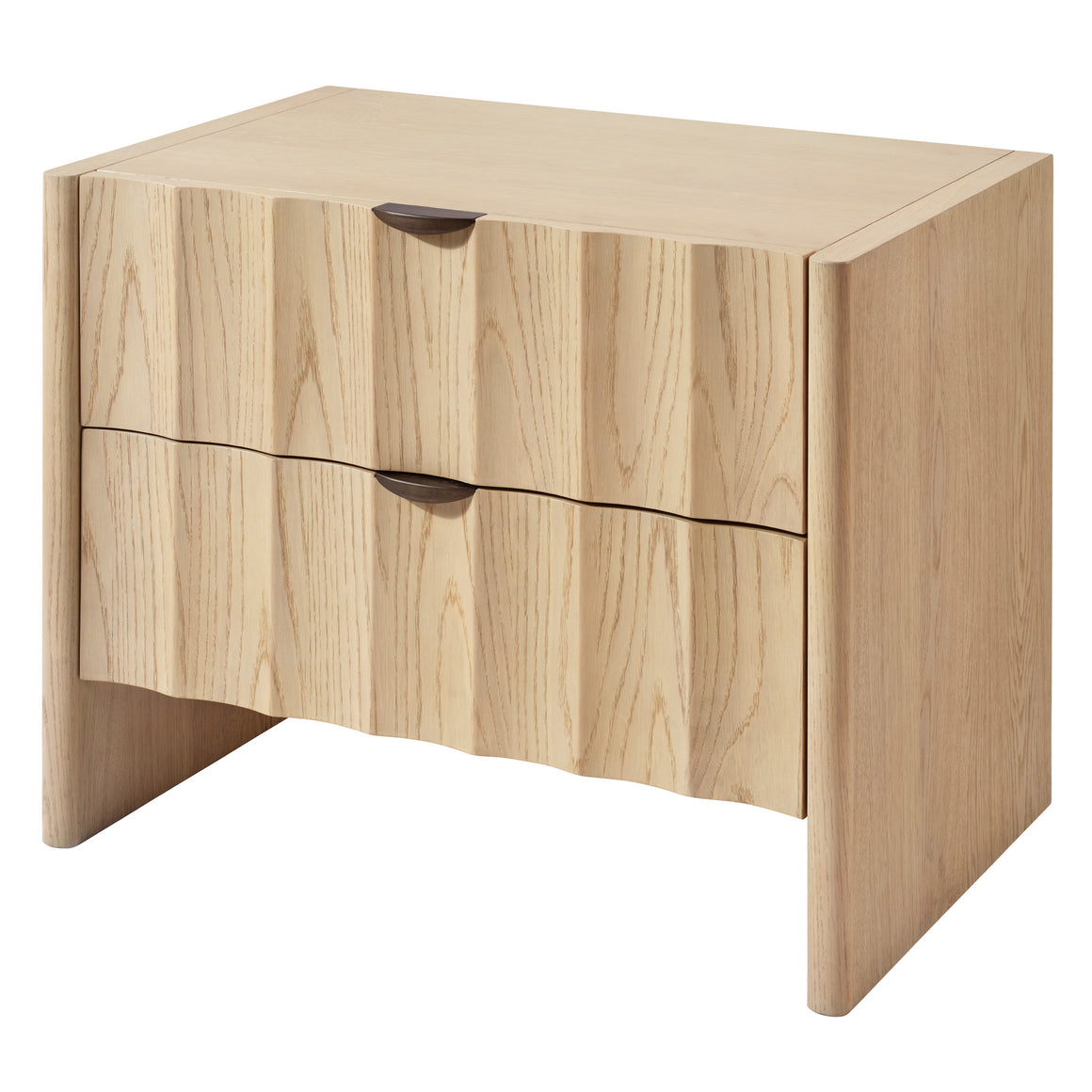Finley Large Fluted Nightstand, Pale Oak