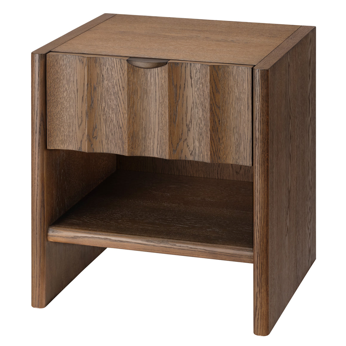 Finley Small Fluted Nightstand, Brown Sugar Oak
