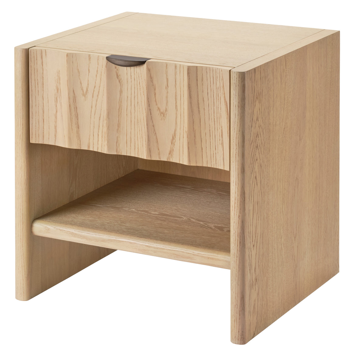 Finley Small Fluted Nightstand, Pale Oak