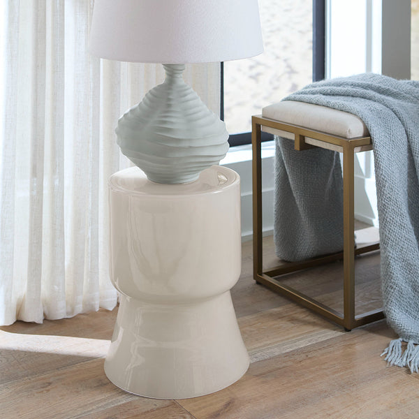 Huntington Garden Glass Stool, Cream - Scenario Home