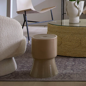 Huntington Garden Glass Stool, Taupe