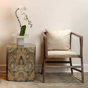 Ink Blot Faux Marble Side Table, Cream