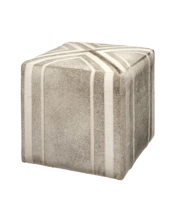 Nantucket Ottoman, Grey Hide