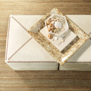 White Hair on Hide Ottoman, Large