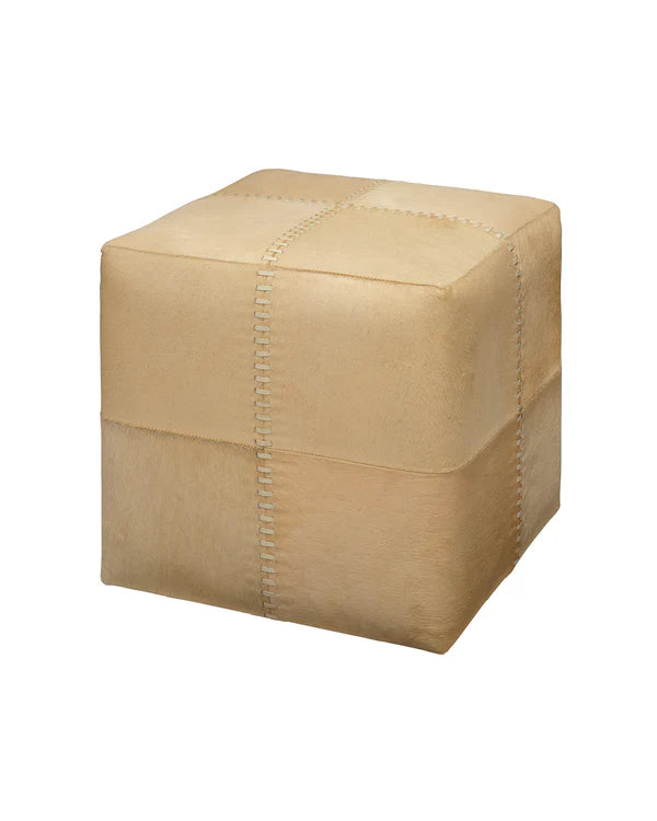 Small Ottoman, Cream Hide