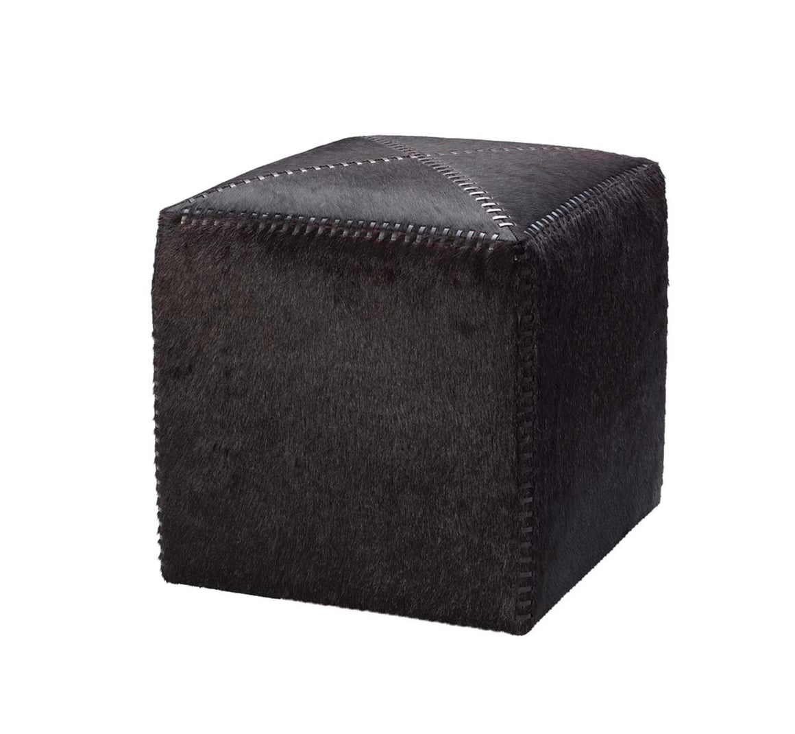 Espresso Hair on Hide Ottoman, Small