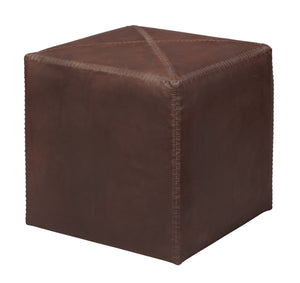 Tobacco Leather Ottoman, Small