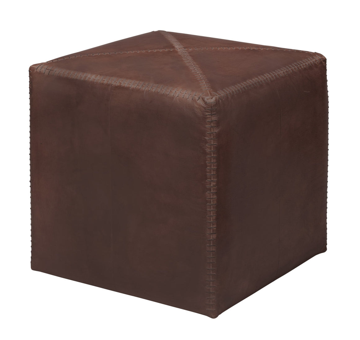 Tobacco Leather Ottoman, Small