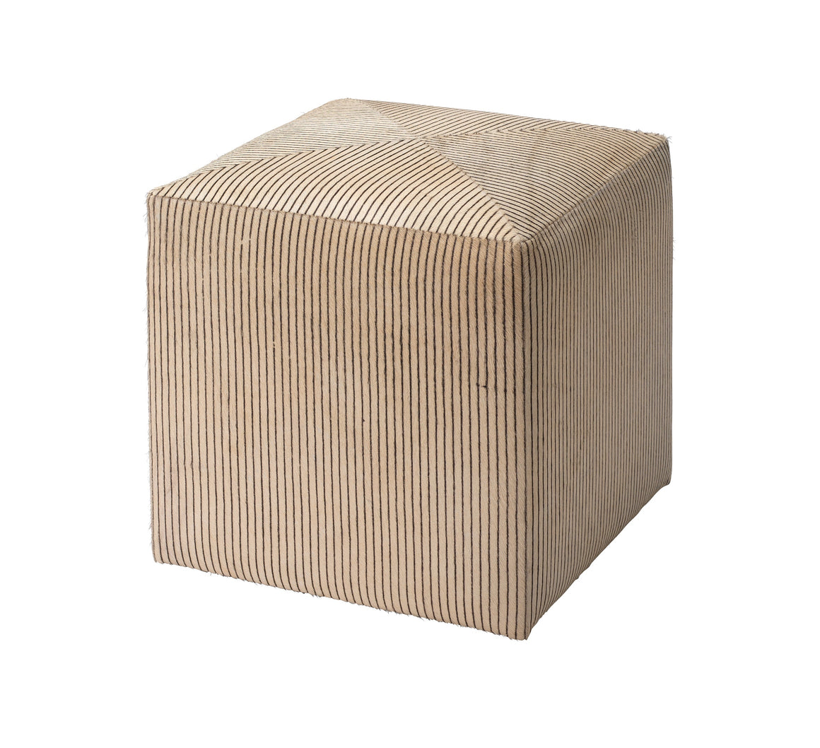 Pinstripe Hide Ottoman, Small