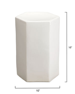 Small Ceramic Hexagonal Accent Table – White