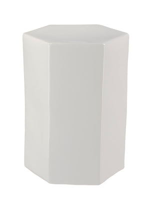 Small Ceramic Hexagonal Accent Table – White