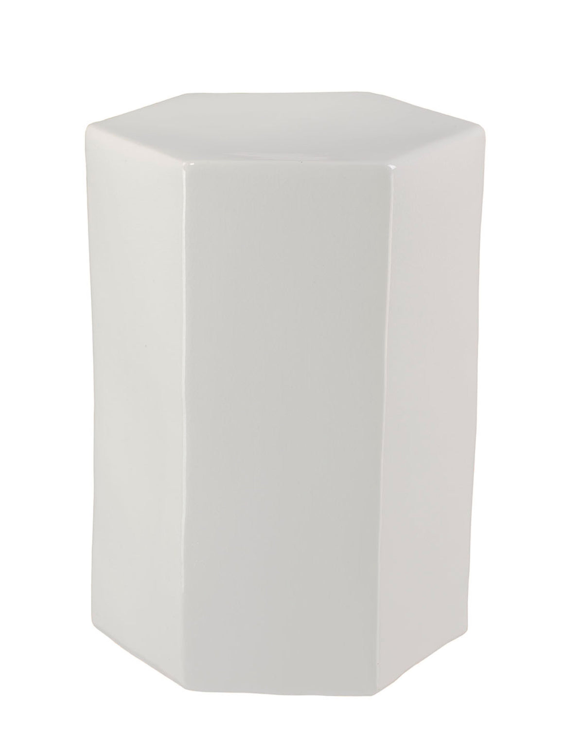 Small Ceramic Hexagonal Accent Table – White