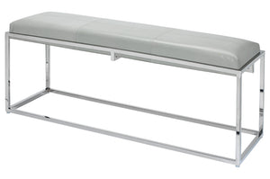 Shelby Leather Bench, Grey