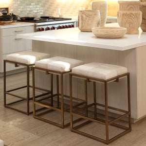 Shelby Hide Counter Stool, White