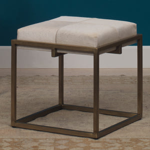 Shelby Hide Stool, White