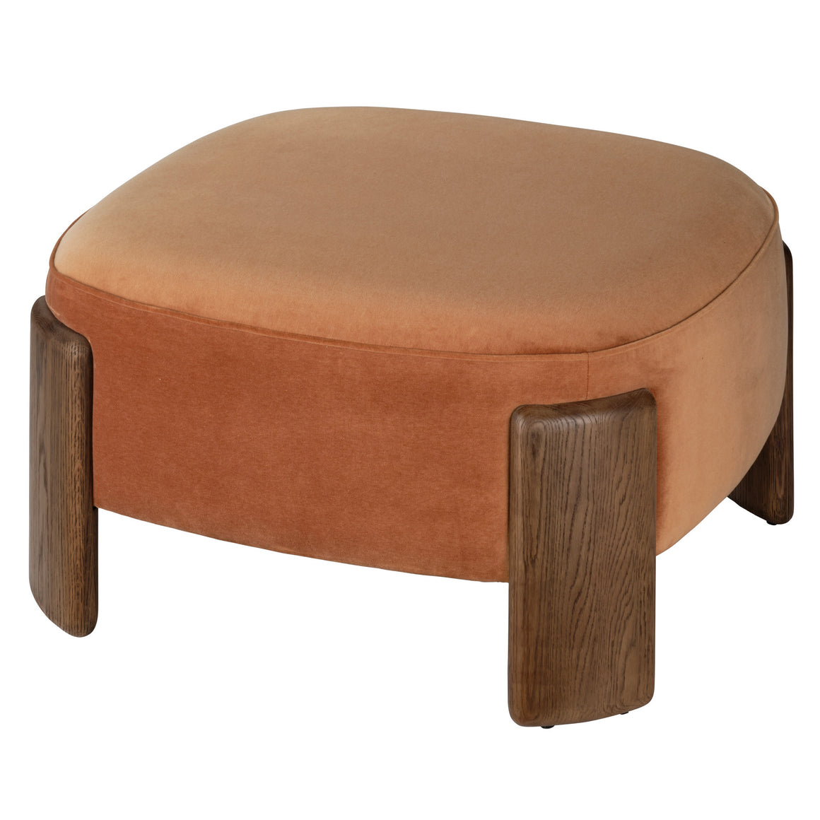 Tarte Ottoman, Terracotta Velvet and Brown Sugar Oak