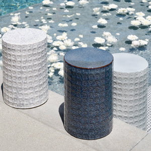 Wildflower Indoor/Outdoor Ceramic Side Table, Blue