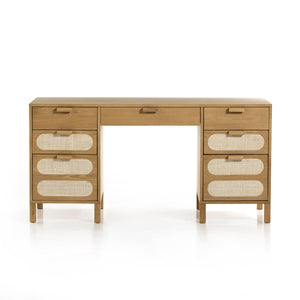 Allegra Executive Desk-Honey Oak Veneer