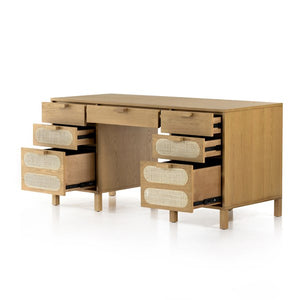 Allegra Executive Desk-Honey Oak Veneer