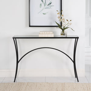 Uttermost Alayna Black Metal & Glass Console Table