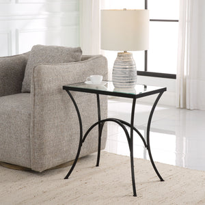 Uttermost Alayna Black Metal & Glass End Table