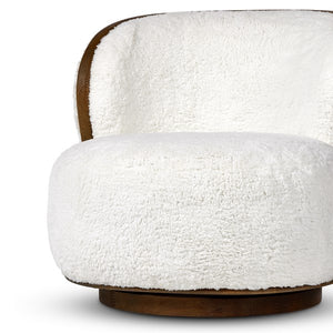 Kittridge Swivel Chair-Ivory Angora
