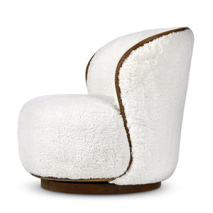Kittridge Swivel Chair-Ivory Angora