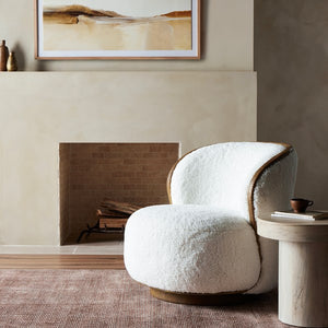 Kittridge Swivel Chair-Ivory Angora