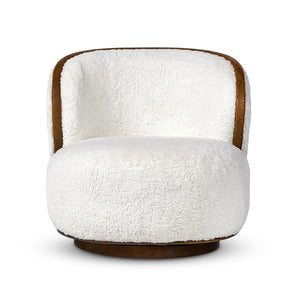 Kittridge Swivel Chair-Ivory Angora