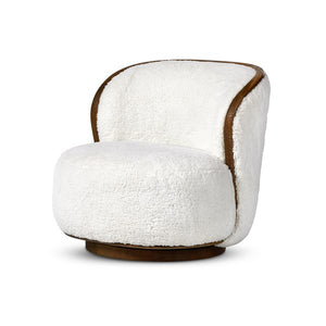 Kittridge Swivel Chair-Ivory Angora