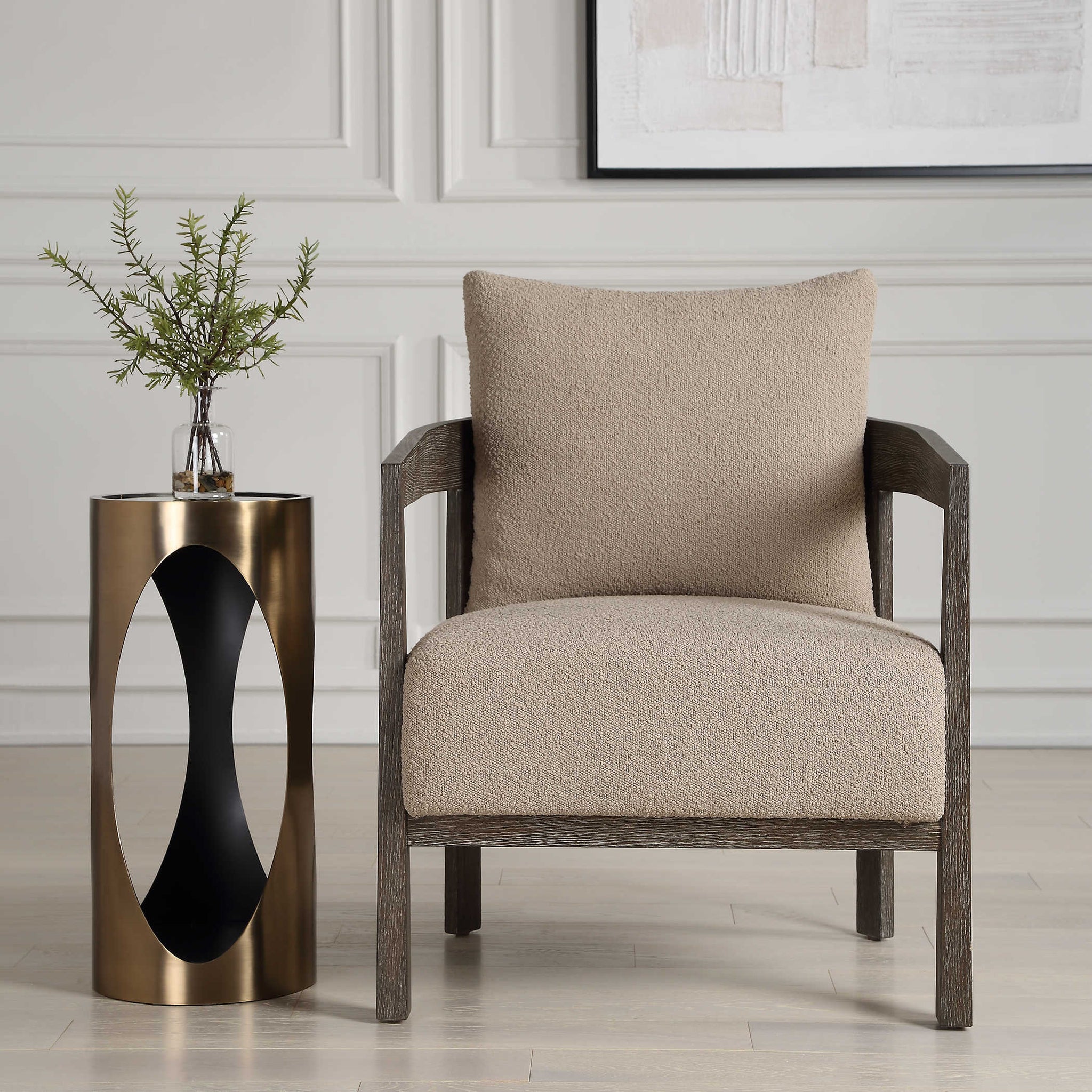 Uttermost Sienna Sand Fabric Accent Chair Scenario Home
