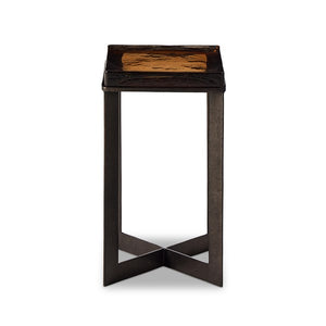 Lennie Cast Glass End Table-Amber