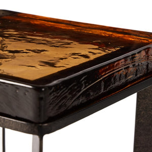 Lennie Cast Glass End Table-Amber