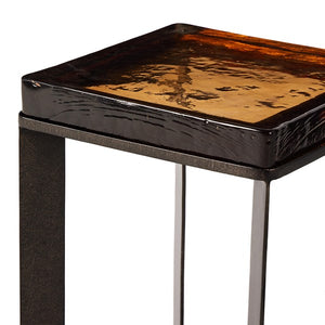 Lennie Cast Glass End Table-Amber