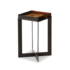 Lennie Cast Glass End Table-Amber