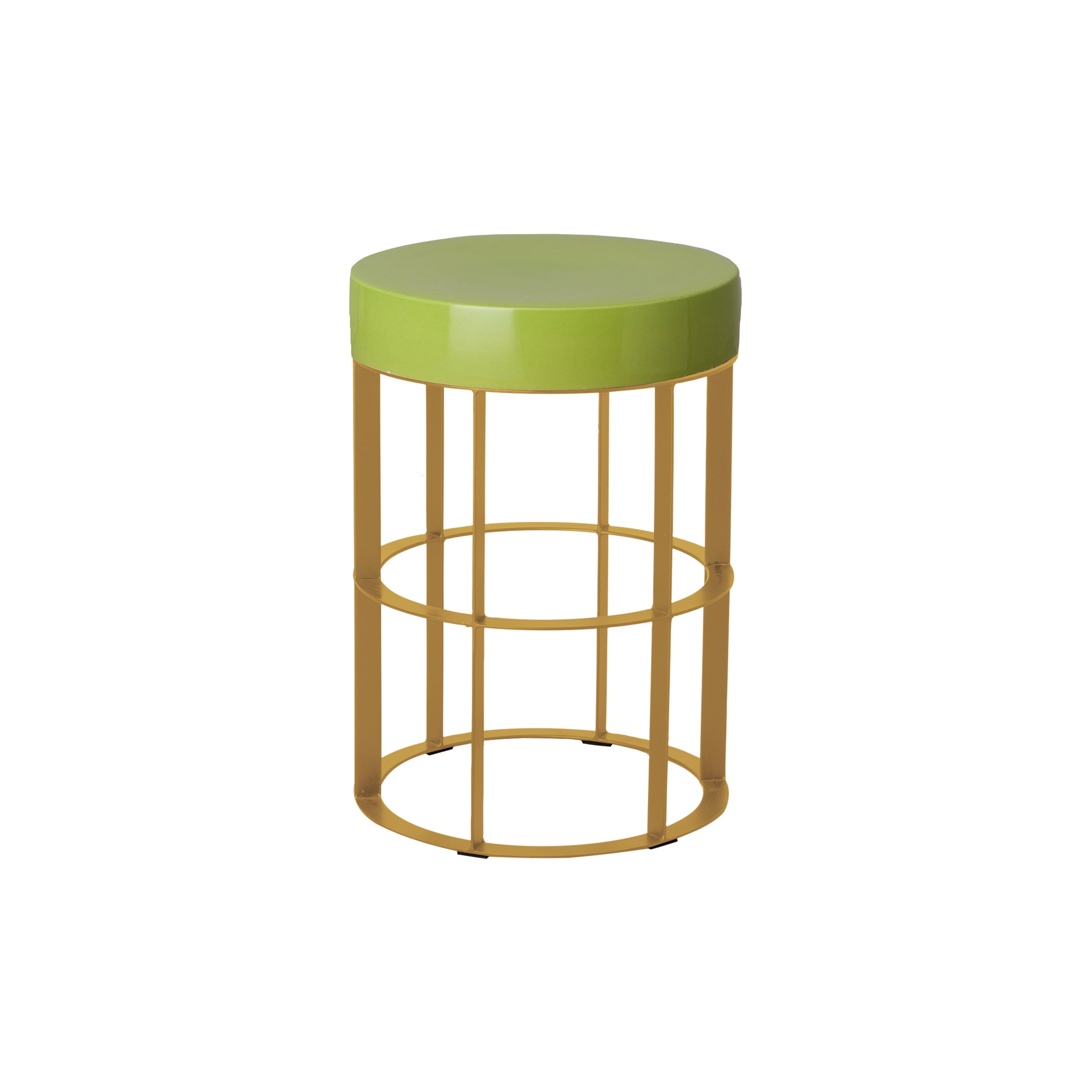 Milo Pedestal, Gold W/Apple Grn Ceramic 17X24.5"H
