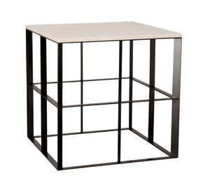 Black Square Milo End Table - White Granite Top