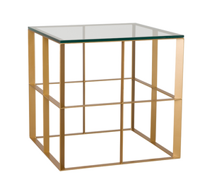 Gold Square Milo End Table - Glass Top