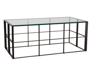 Black Rectangle Milo Coffee Table - Glass Top