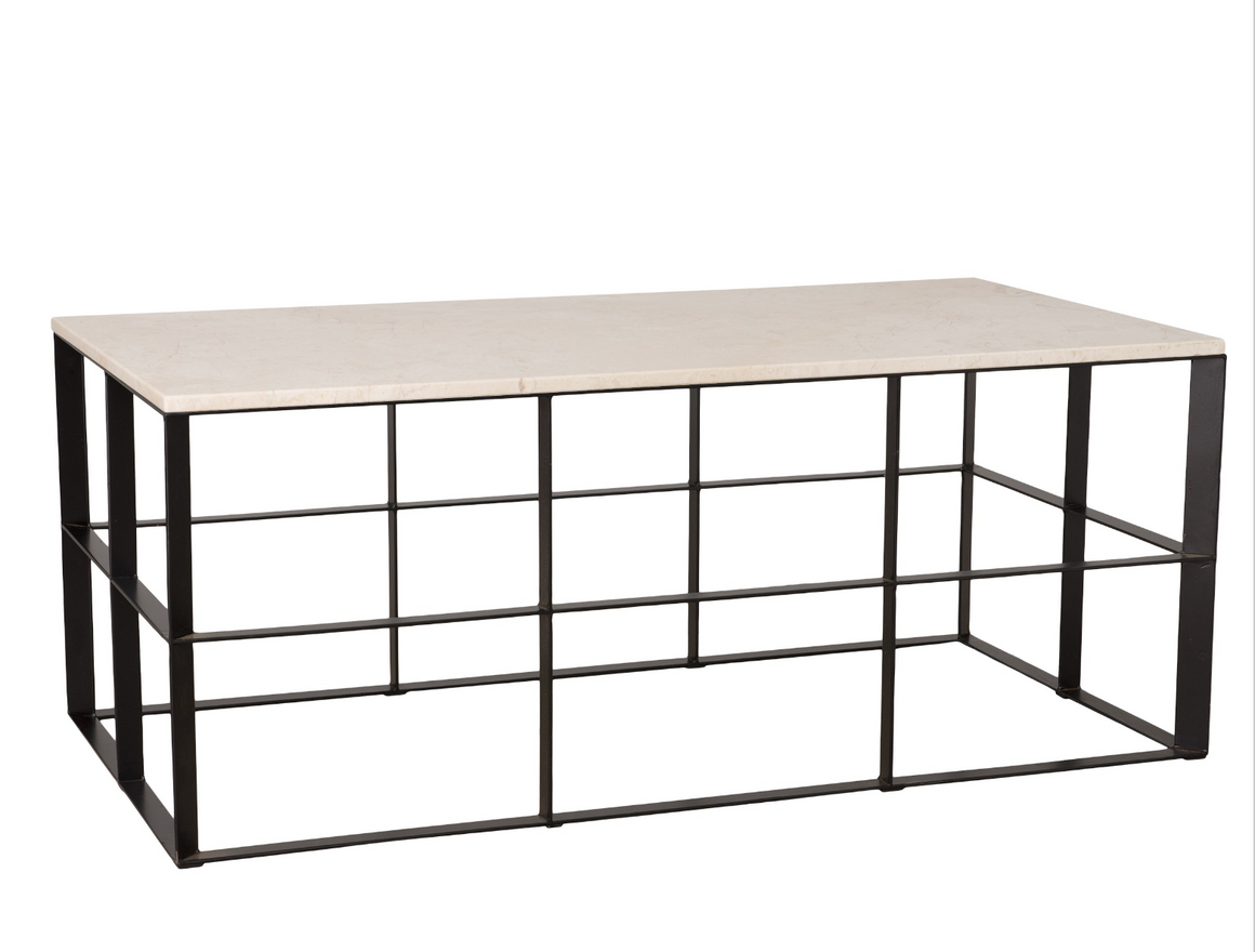 Black Rectangle Milo Coffee Table - White Granite Top