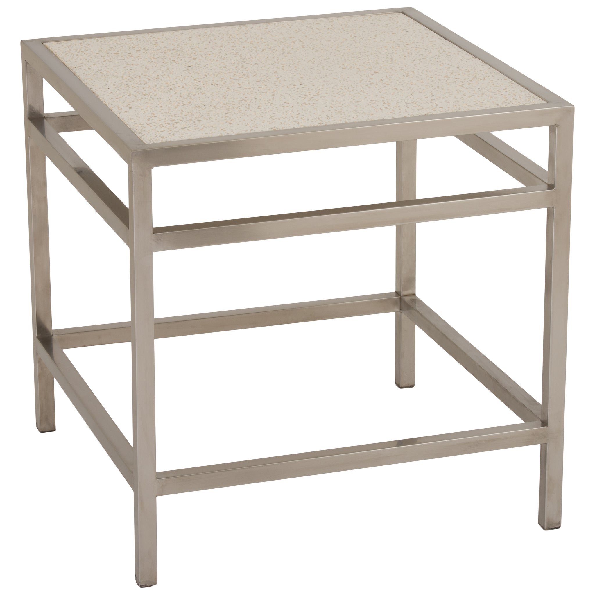 Fourbar Sq End Table Stainless Steel Terrazzo Top 24X24X24"H