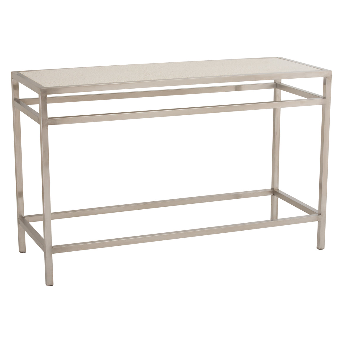 Fourbar Rect Sofa Table Stainless Steel, Terrazzo Top 48X17.5X30"